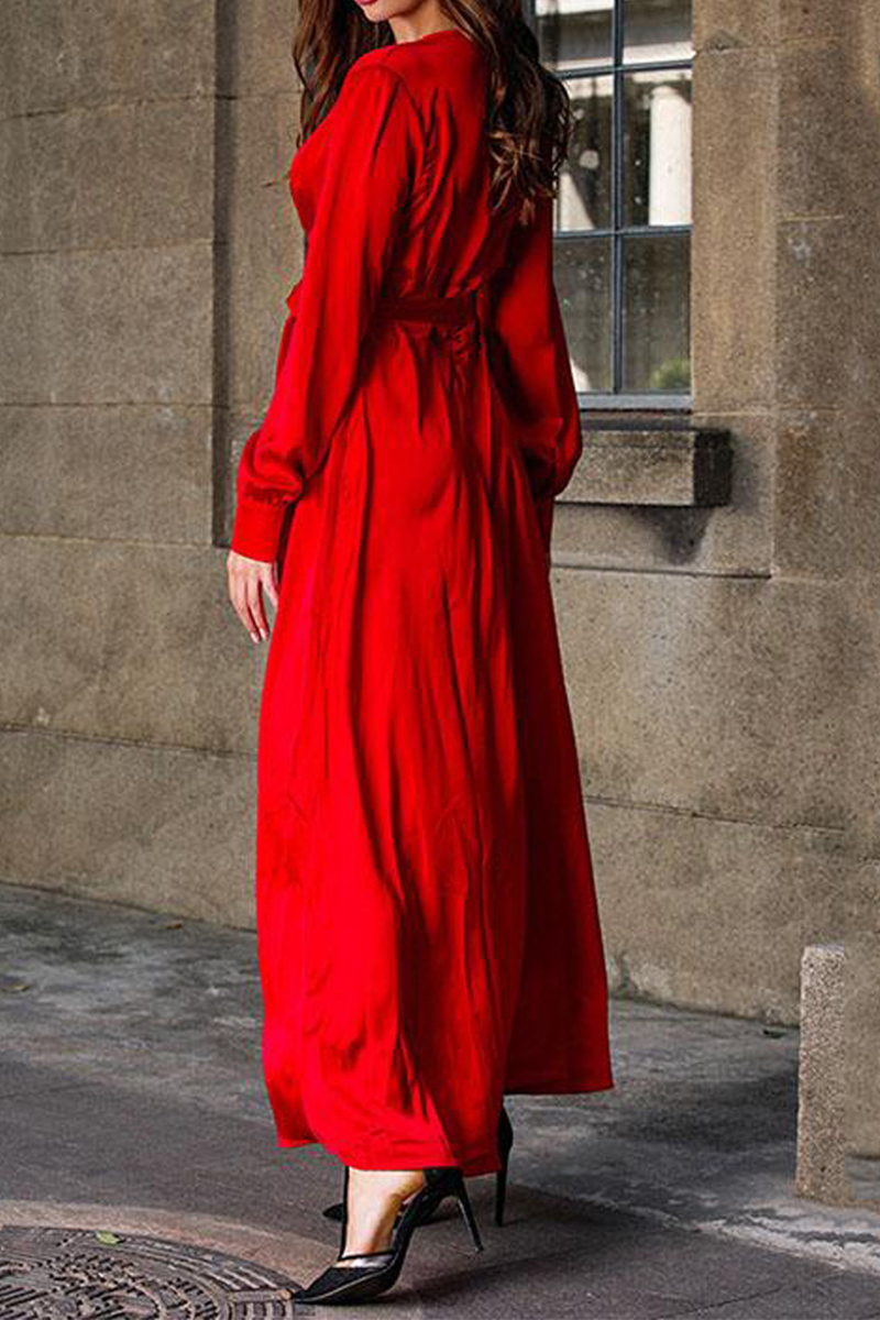 Vestido informal de corte irregular con escote en V y abertura lisa (3 colores)