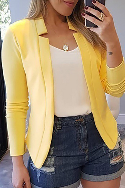 Prenda exterior de cuello tipo cárdigan con parches lisos a la moda (6 colores)