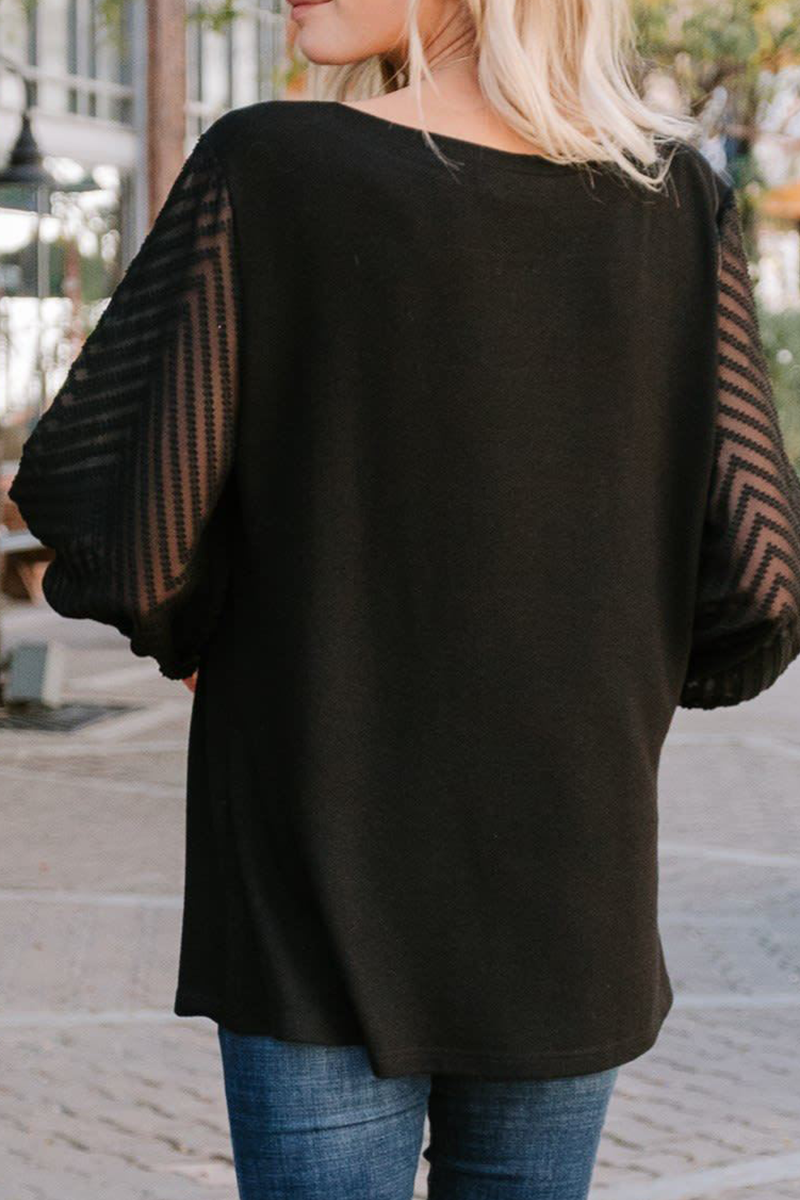 Tops de cuello redondo con parches sólidos de moda