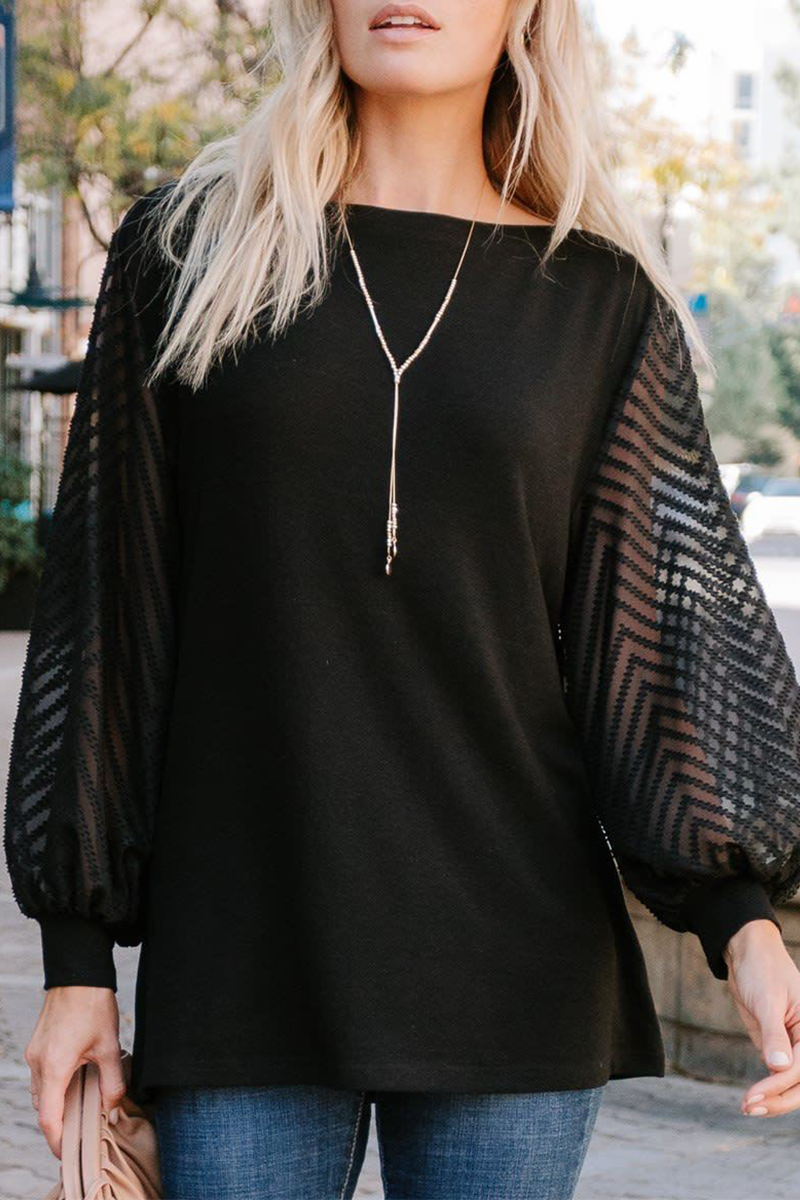 Tops de cuello redondo con parches sólidos de moda