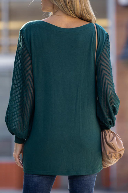Tops de cuello redondo con parches sólidos de moda
