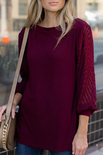 Tops de cuello redondo con parches sólidos de moda