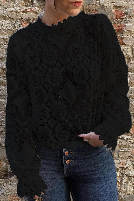 Tops de cuello alto de media caña con encaje y patchwork de moda