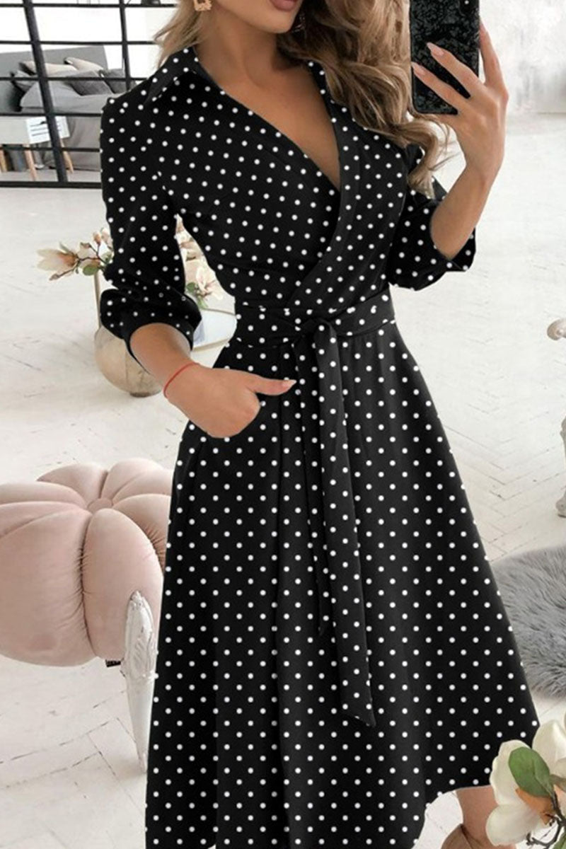 Vestidos casuales con cuello en V, estampados, patchwork y vendaje (6 colores)