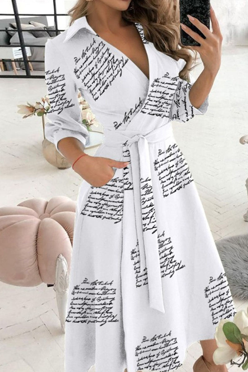 Vestidos casuales con cuello en V, estampados, patchwork y vendaje (6 colores)