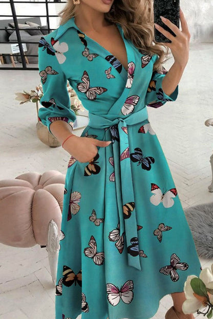 Vestidos casuales con cuello en V, estampados, patchwork y vendaje (6 colores)