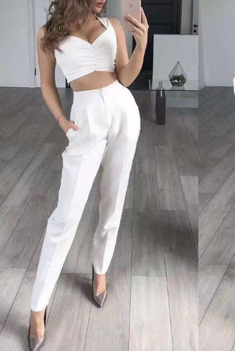 Conjunto de tres piezas de manga larga con cuello vuelto y parches sólidos a la moda (4 colores)