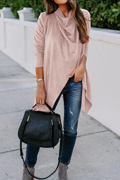 Fashion Solid Patchwork Cardigan Collar Outerwear