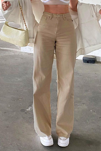 Pantalones casuales de corte acampanado lisos con altavoz (3 colores)