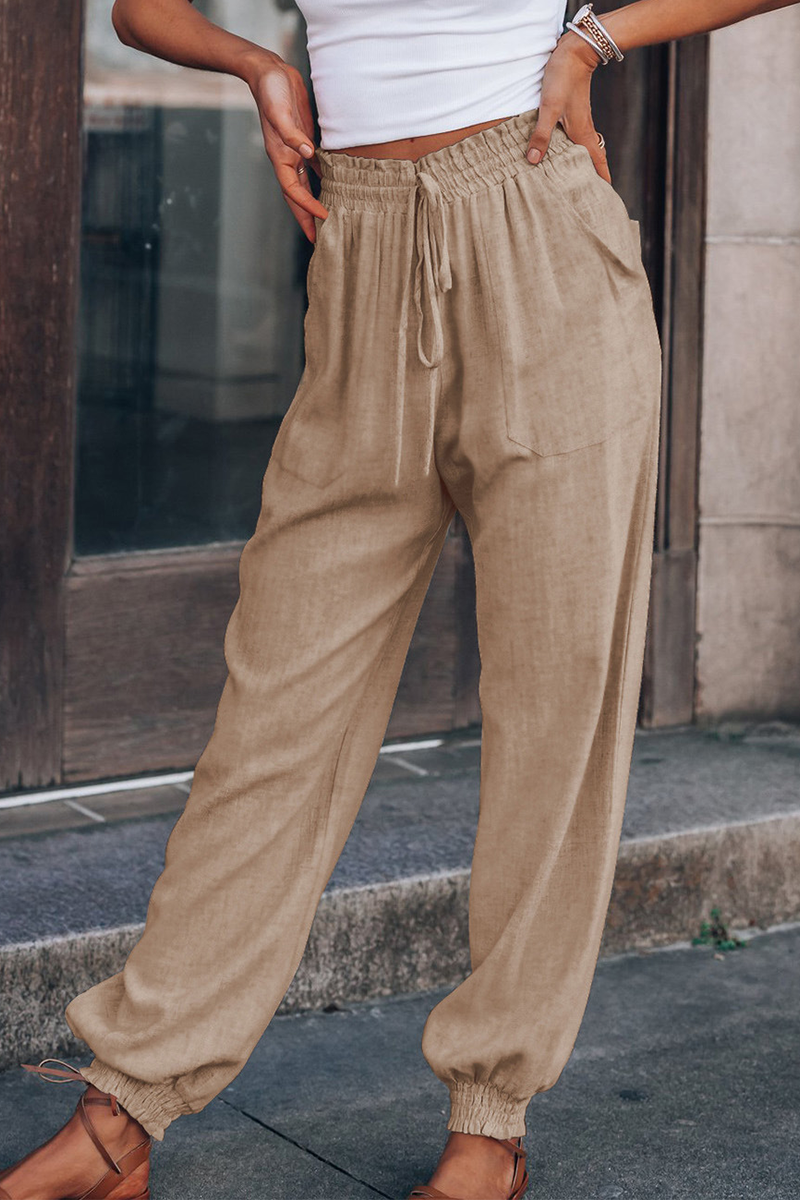 Casual Solid Harlan Mid Waist Harlan Solid Color Bottoms(6 Colors)