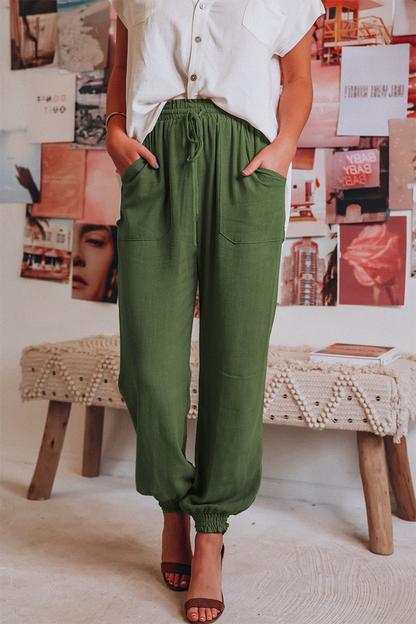 Casual Solid Harlan Mid Waist Harlan Solid Color Bottoms(6 Colors)