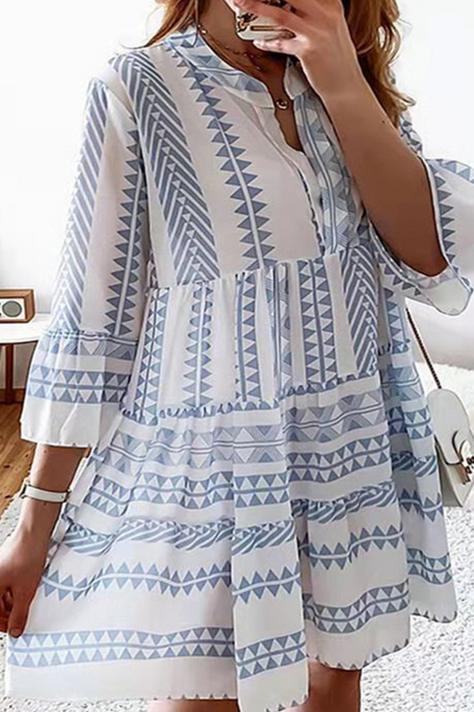 Vestidos casuales con estampado de pastel, escote en V y abertura en la parte superior (4 colores)