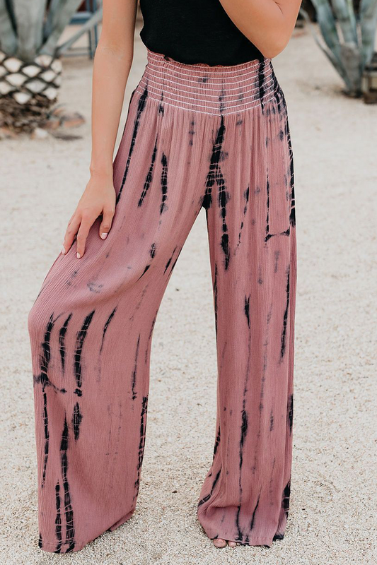 Pantalones casuales con estampado de patchwork, rectos, de cintura alta y pierna ancha con estampado completo (7 colores)