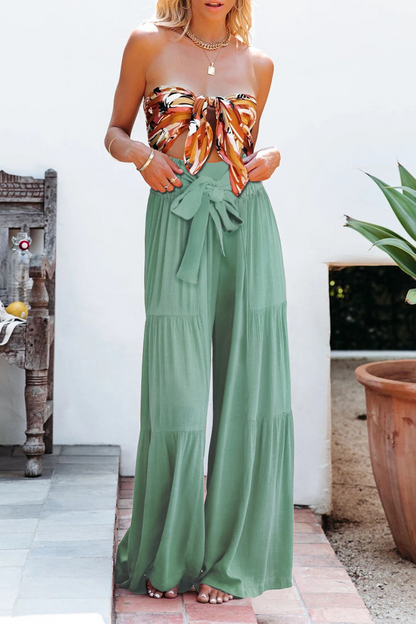 Pantalones casuales de color liso con abertura y cintura media, holgados y con altavoz (6 colores)