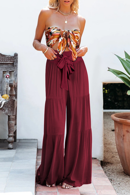 Pantalones casuales de color liso con abertura y cintura media, holgados y con altavoz (6 colores)