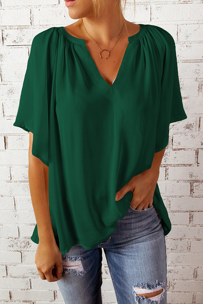 Camisetas casuales lisas con cuello en V y abertura en la parte superior (6 colores £©