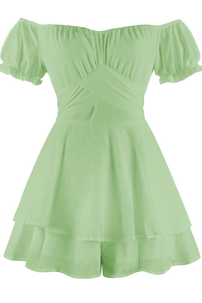 Mono informal liso con volantes y hombros descubiertos (9 colores)