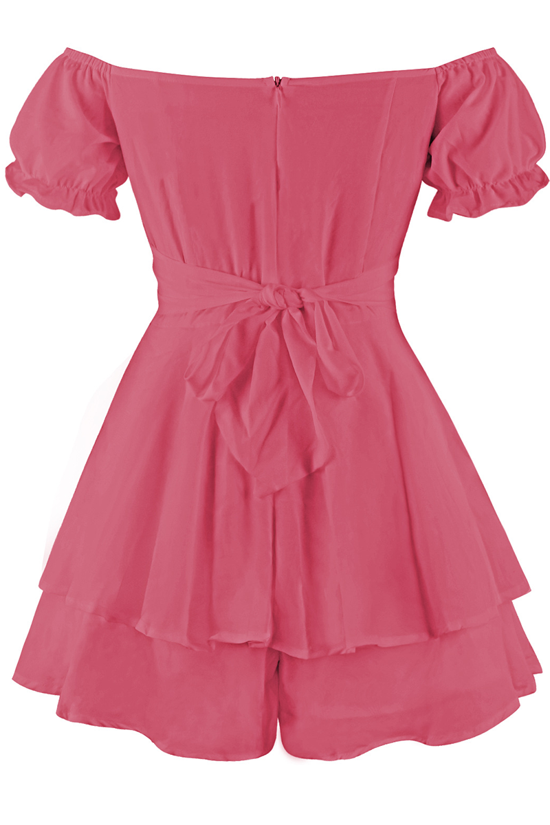 Mono informal liso con volantes y hombros descubiertos (9 colores)