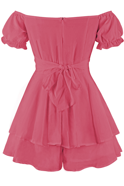 Mono informal liso con volantes y hombros descubiertos (9 colores)