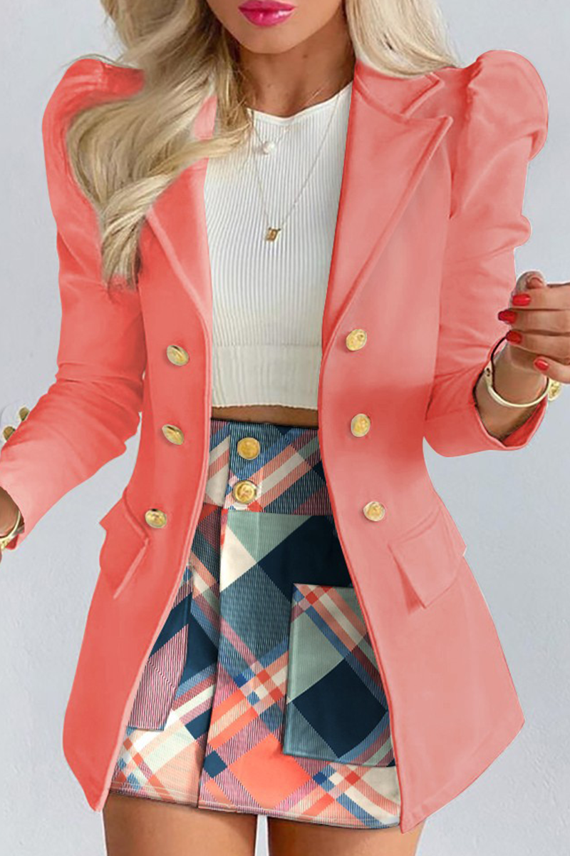Conjunto informal de dos piezas con estampado de patchwork, cuello vuelto, manga larga (12 colores)
