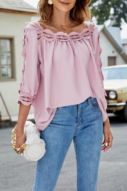 Tops casuales de punto liso con abertura (6 colores)