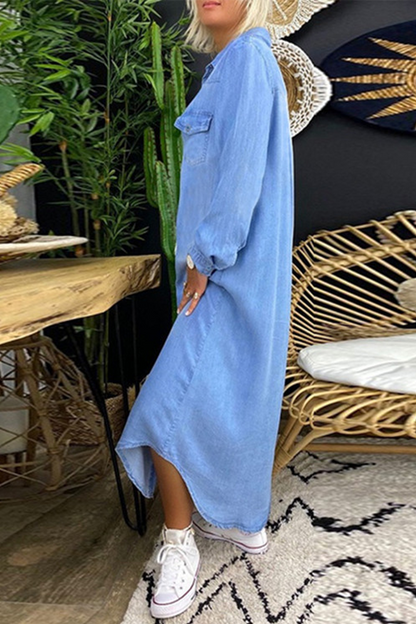 Vestido informal liso con cuello vuelto irregular (3 colores)