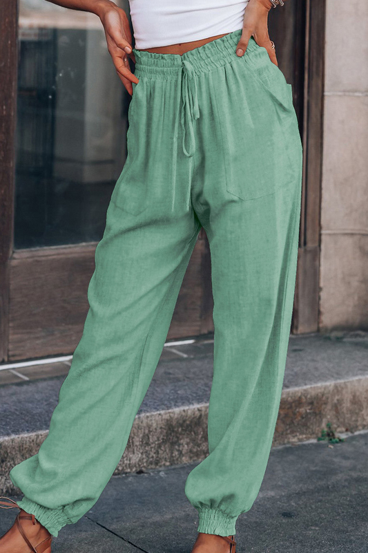 Pantalones Harlan casuales de color liso con parches y cintura media