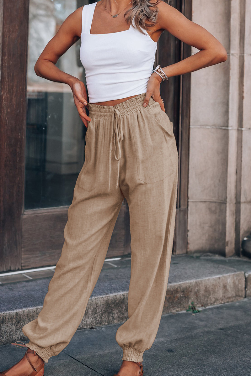 Casual Solid Patchwork Harlan Mid Waist Harlan Solid Color Bottoms