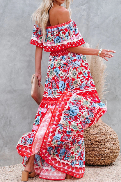 Vestidos de línea A con hombros descubiertos y estampados de moda urbana (6 colores)