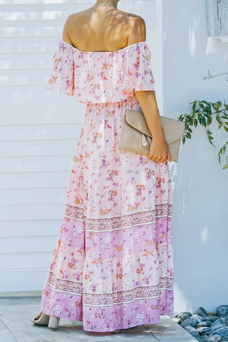 Vestidos de línea A con hombros descubiertos y estampados de moda urbana (6 colores)