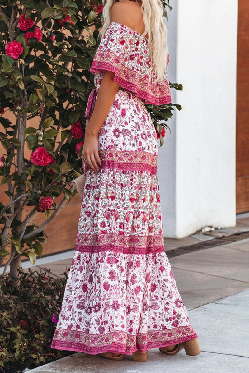 Vestidos de línea A con hombros descubiertos y estampados de moda urbana (6 colores)