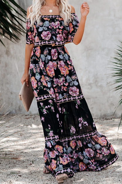 Vestidos de línea A con hombros descubiertos y estampados de moda urbana (6 colores)