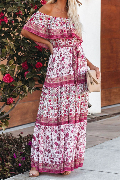 Vestidos de línea A con hombros descubiertos y estampados de moda urbana (6 colores)