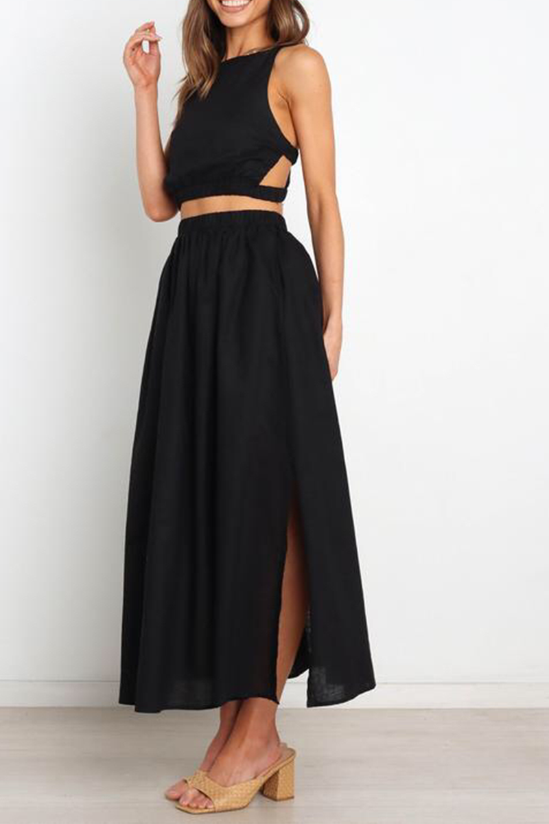Vestidos sexys con cuello halter y abertura en la parte superior (3 colores)