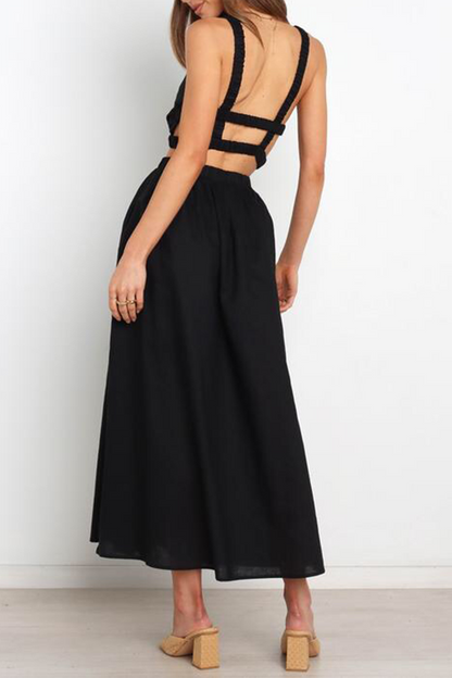 Vestidos sexys con cuello halter y abertura en la parte superior (3 colores)