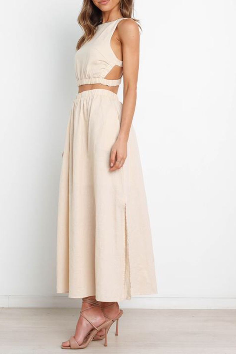 Vestidos sexys con cuello halter y abertura en la parte superior (3 colores)