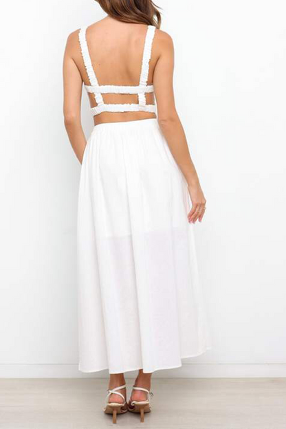 Vestidos sexys con cuello halter y abertura en la parte superior (3 colores)