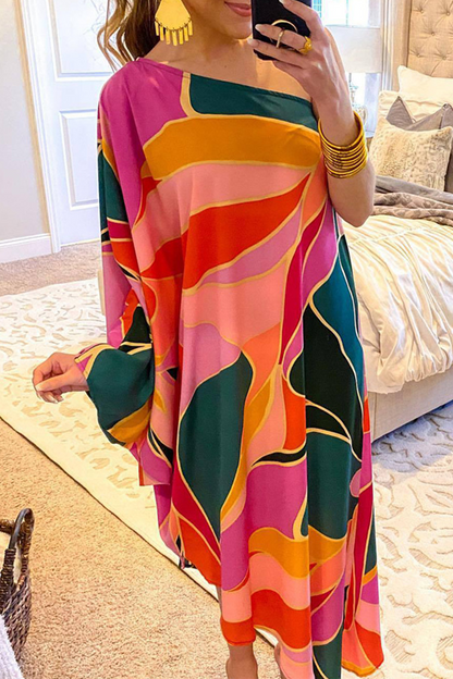 Vestidos rectos de un solo hombro con estampado casual