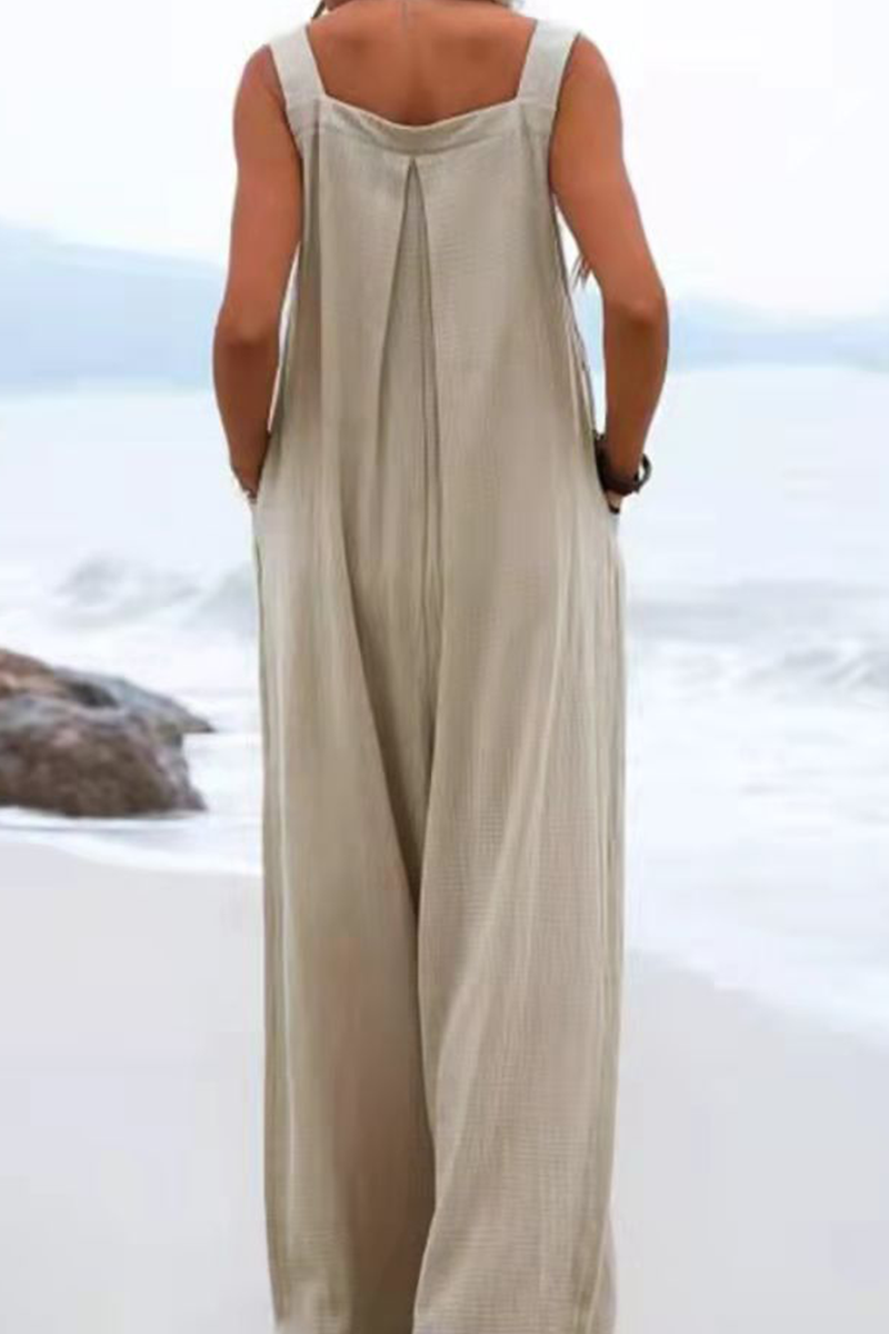 Mono informal holgado con cuello cuadrado y bolsillos (13 colores)