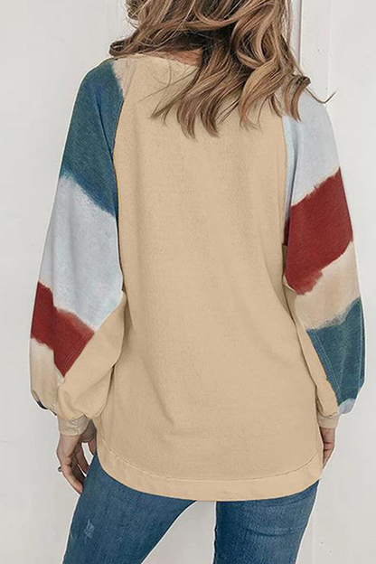 Tops casuales de cuello redondo con parches sólidos