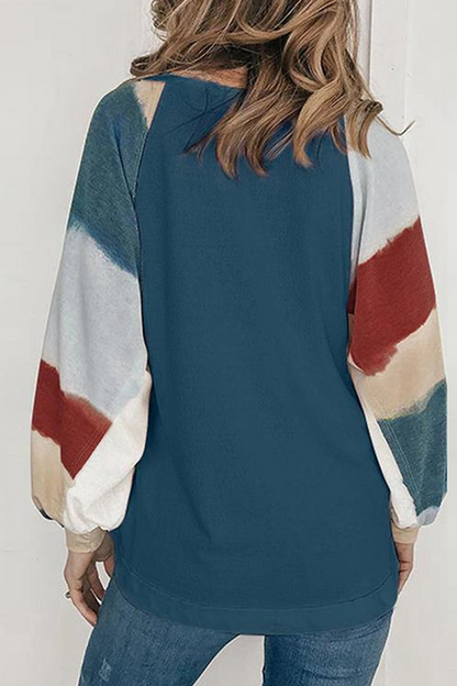 Tops casuales de cuello redondo con parches sólidos