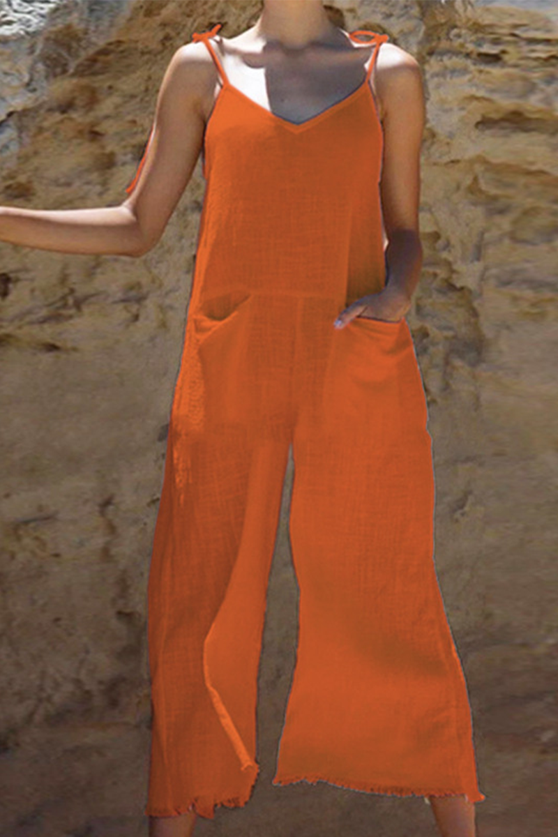 Monos rectos con tirantes finos y parches lisos de moda (3 colores)