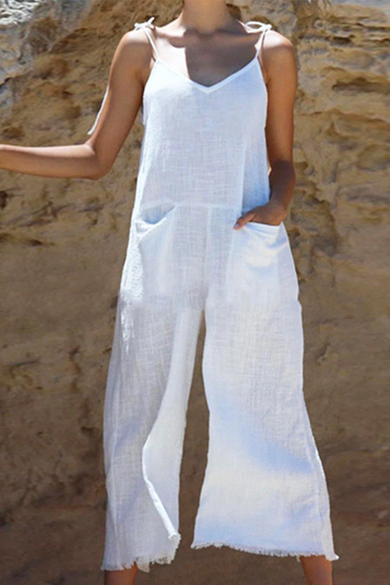 Monos rectos con tirantes finos y parches lisos de moda (3 colores)