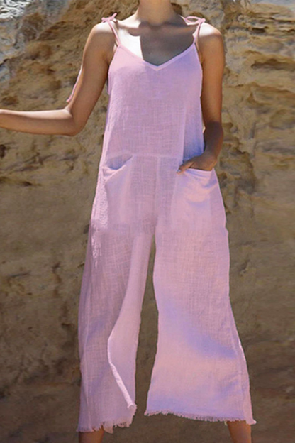 Monos rectos con tirantes finos y parches lisos de moda (3 colores)