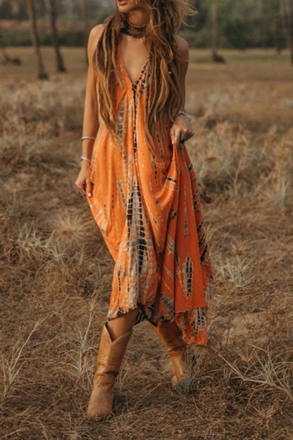 Vestidos rectos con cuello halter y estampado de patchwork (3 colores)