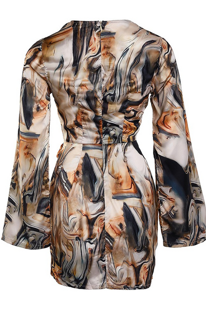 Vestidos de falda lápiz con cuello en V y efecto tie-dye de patchwork (3 colores)