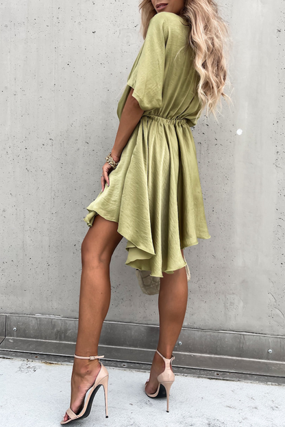 Vestidos de moda con cuello en V y falda pastel de patchwork liso (5 colores)