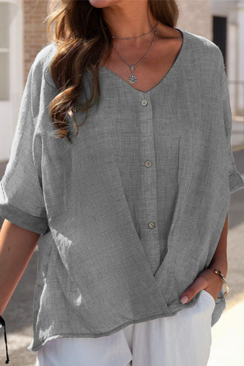 Tops de cuello en V con abertura en la parte superior, de moda, lisos (6 colores)