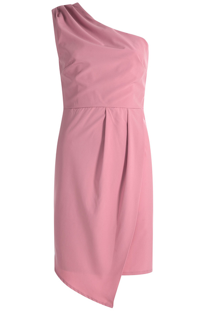 Vestido informal liso de un solo hombro irregular (5 colores)
