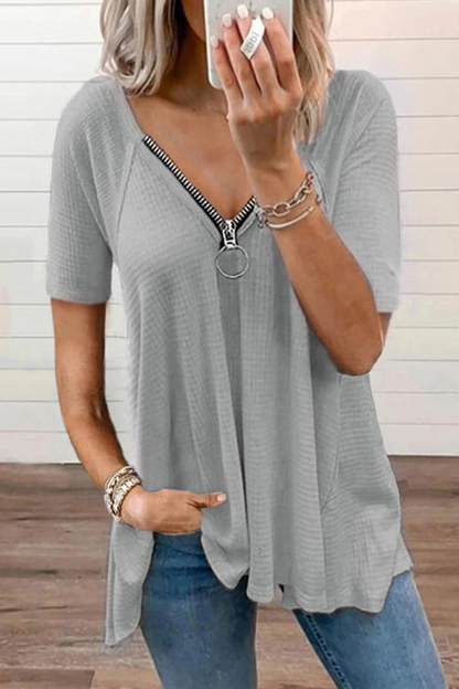 Camisetas de moda con cuello en V liso (4 colores)